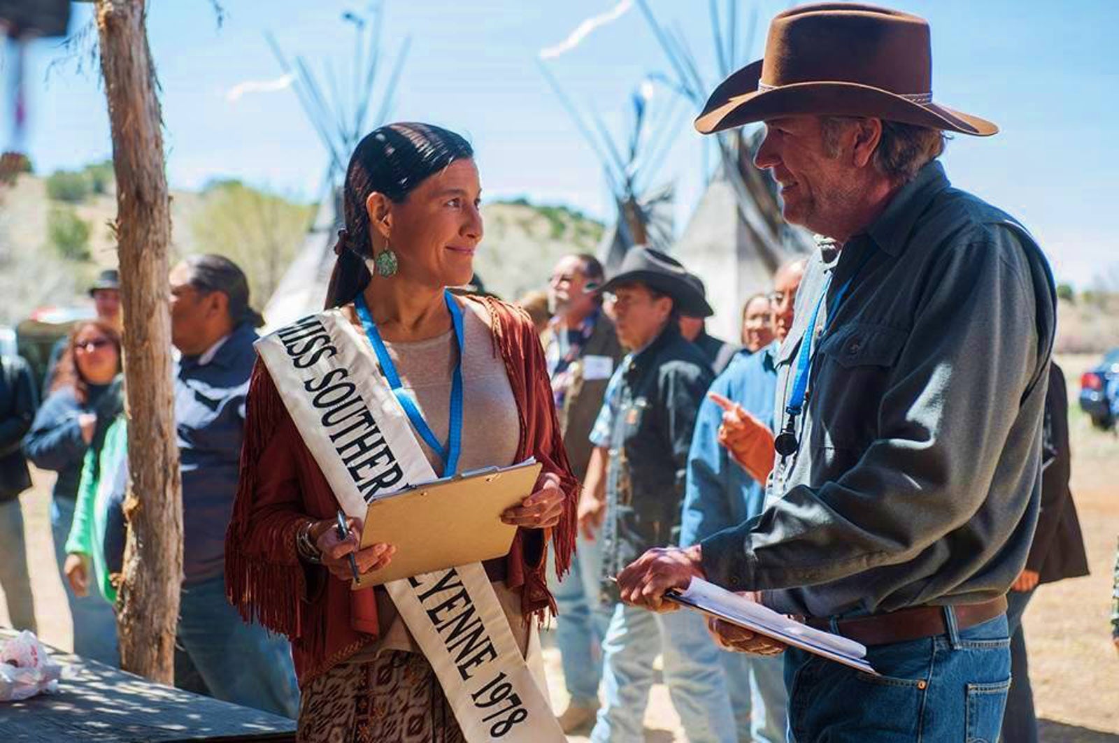 Guerrero opposite actor Robert Taylor, star of the series “Longmire.” (Warner Horizon Television) 