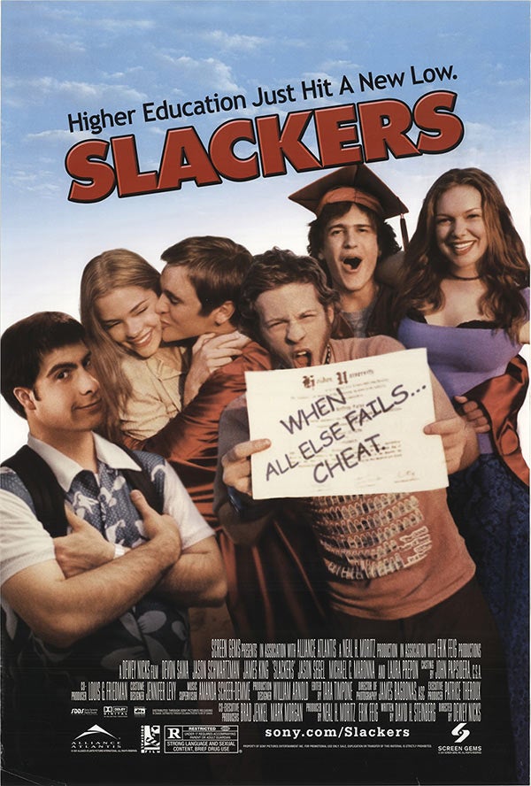 Poster for the movie 'Slackers'.