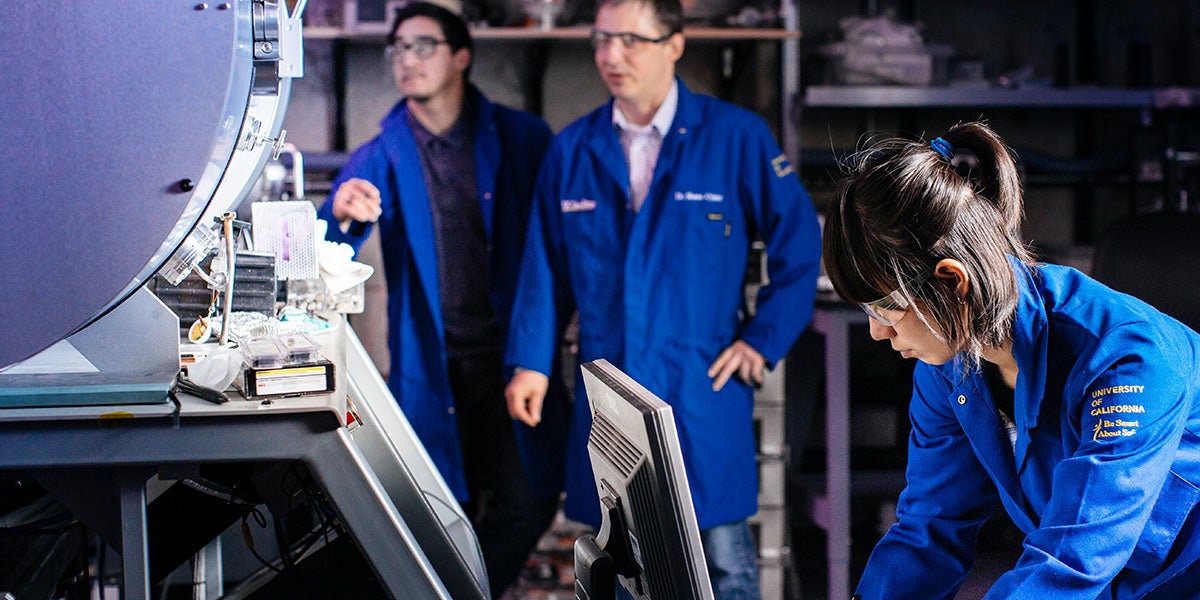 UC Riverside students in a research facility