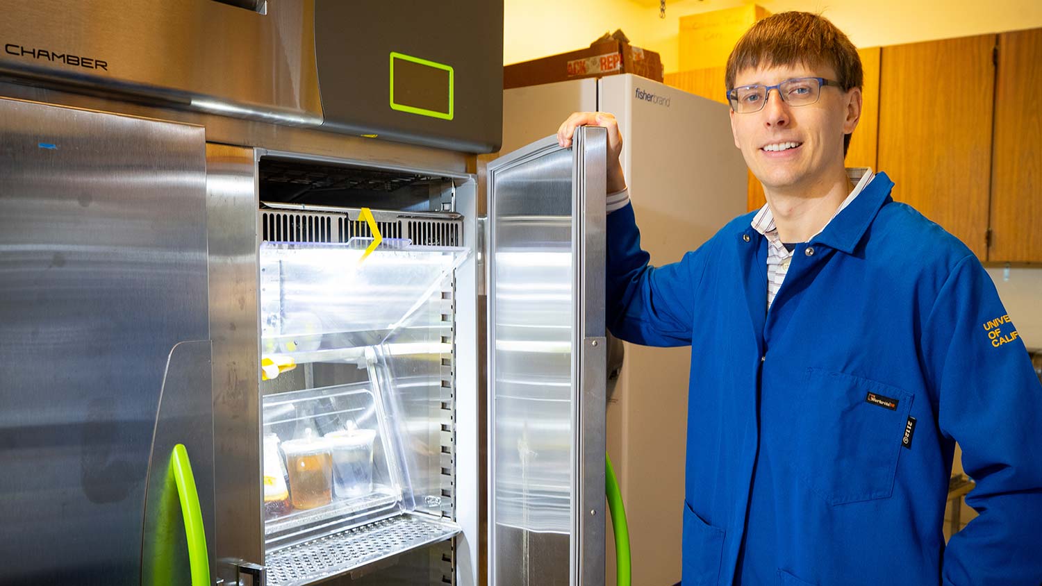 Mushrooms growing in the lab of Robert Jinkerson, Associate Professor, Chemical Environmental Engineering Dept.