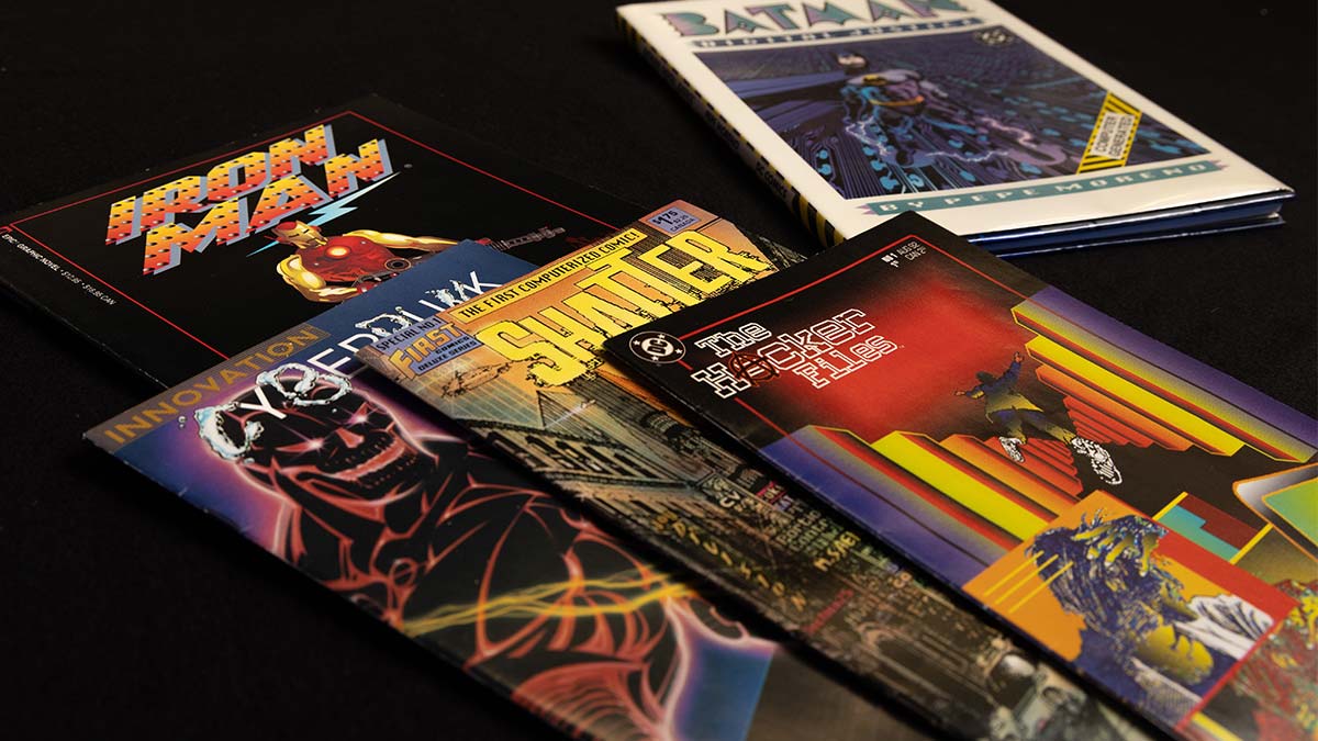 A collection of Cyberpunk books from the Eaton Collection.