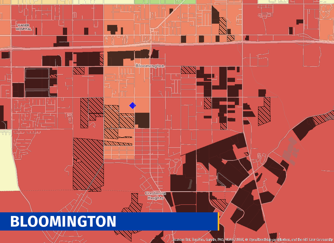 Pollution map of the Bloomington Industrial area.