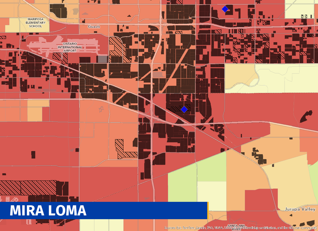 Pollution map of the Mira Loma area.