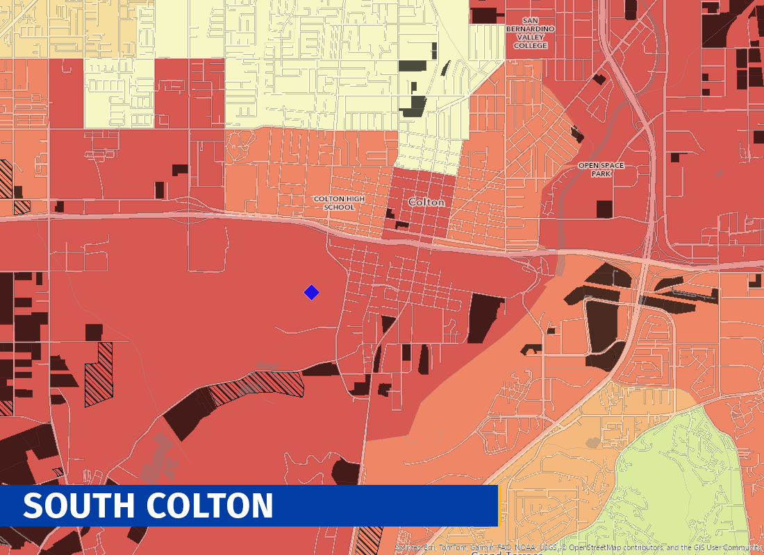 Pollution map of the South Colton area.