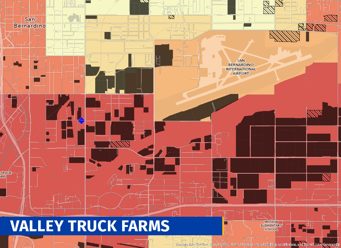 Pollution map of Valley Truck Farms area.