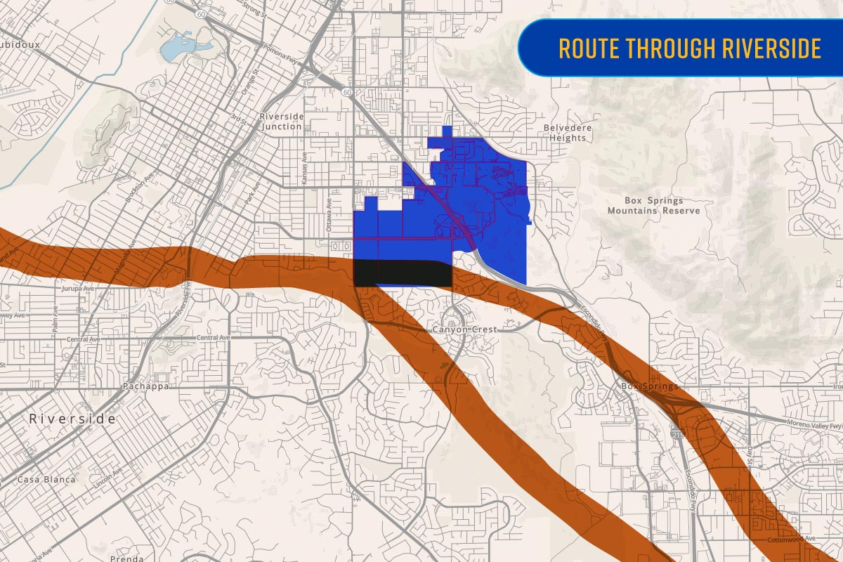 NPS map showing De Anza's route through Riverside.
