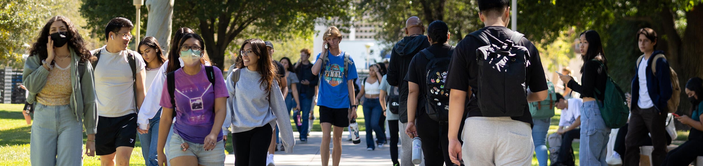 UCR students walking on-campus