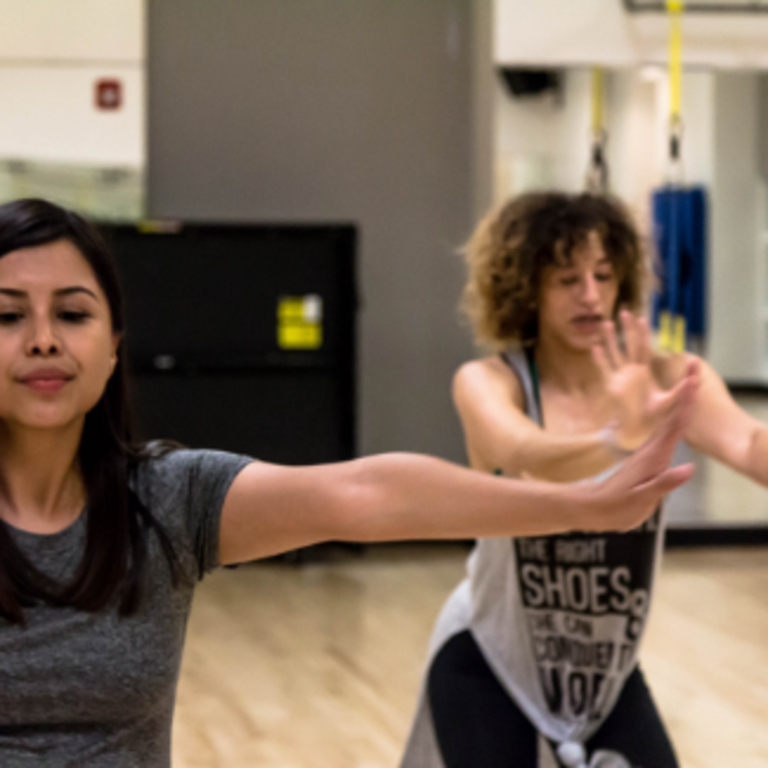 two women in a fitness class