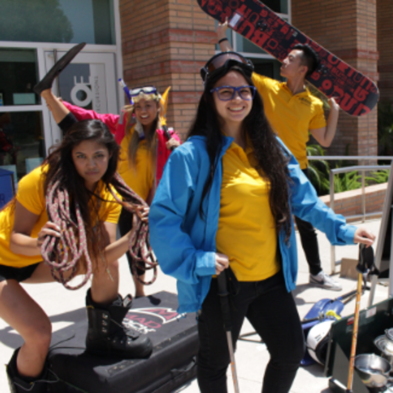 students modeling outdoor gear