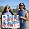 Ana Carlos and Alejandra Gonzalez, members of Concerned Neighbors of Bloomington, hold a “Bloomington is not for sale/Bloomington no se vende” sign.